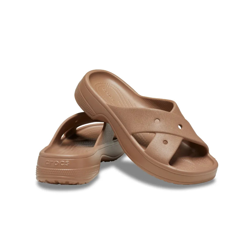 Dép Quai Ngang Nữ Crocs Classic Cross Strap - Milk Chocolate