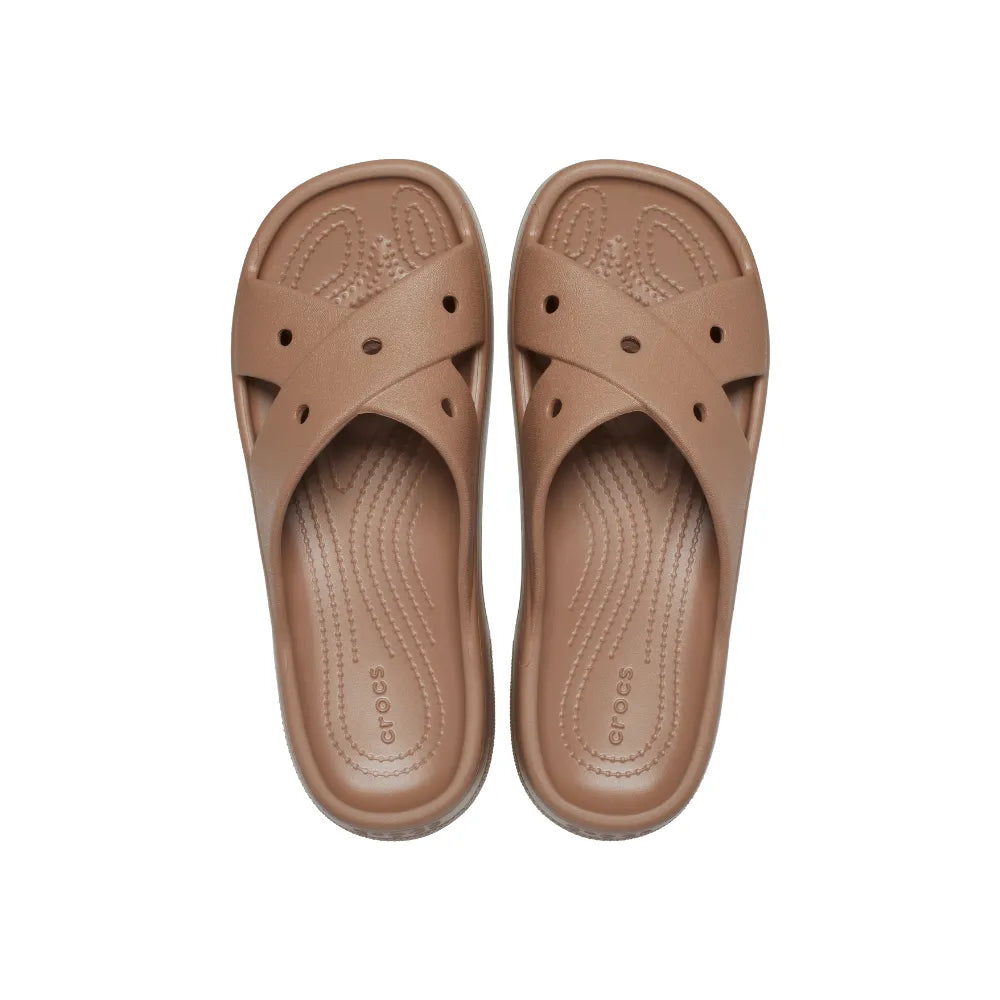 Dép Quai Ngang Nữ Crocs Classic Cross Strap - Milk Chocolate