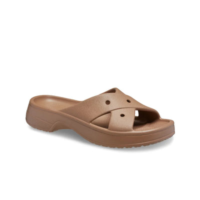 Dép Quai Ngang Nữ Crocs Classic Cross Strap - Milk Chocolate