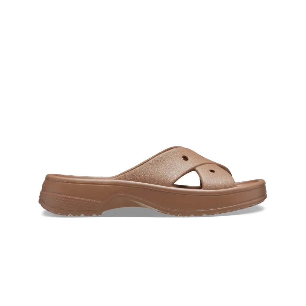 Dép Quai Ngang Nữ Crocs Classic Cross Strap - Milk Chocolate