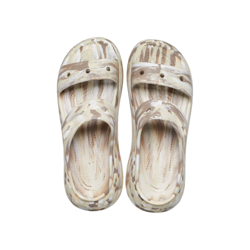 Dép Xăng Đan Unisex Crocs Classic Crush Marbled - Bone