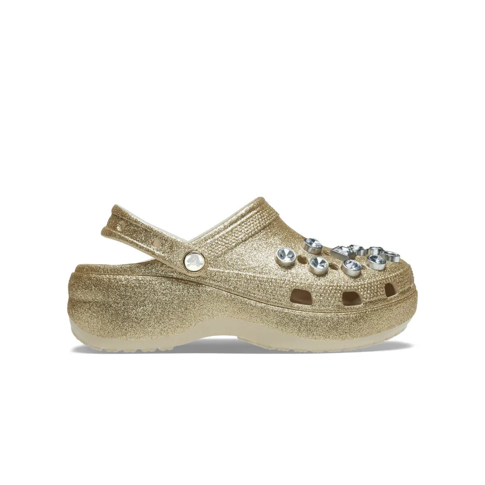 Giày Clog Nữ Crocs Classic Platform Glitter Embellished - Gold