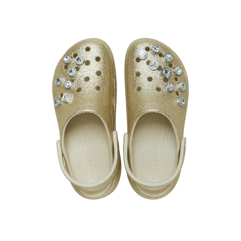 Giày Clog Nữ Crocs Classic Platform Glitter Embellished - Gold