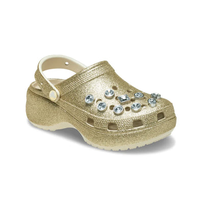 Giày Clog Nữ Crocs Classic Platform Glitter Embellished - Gold