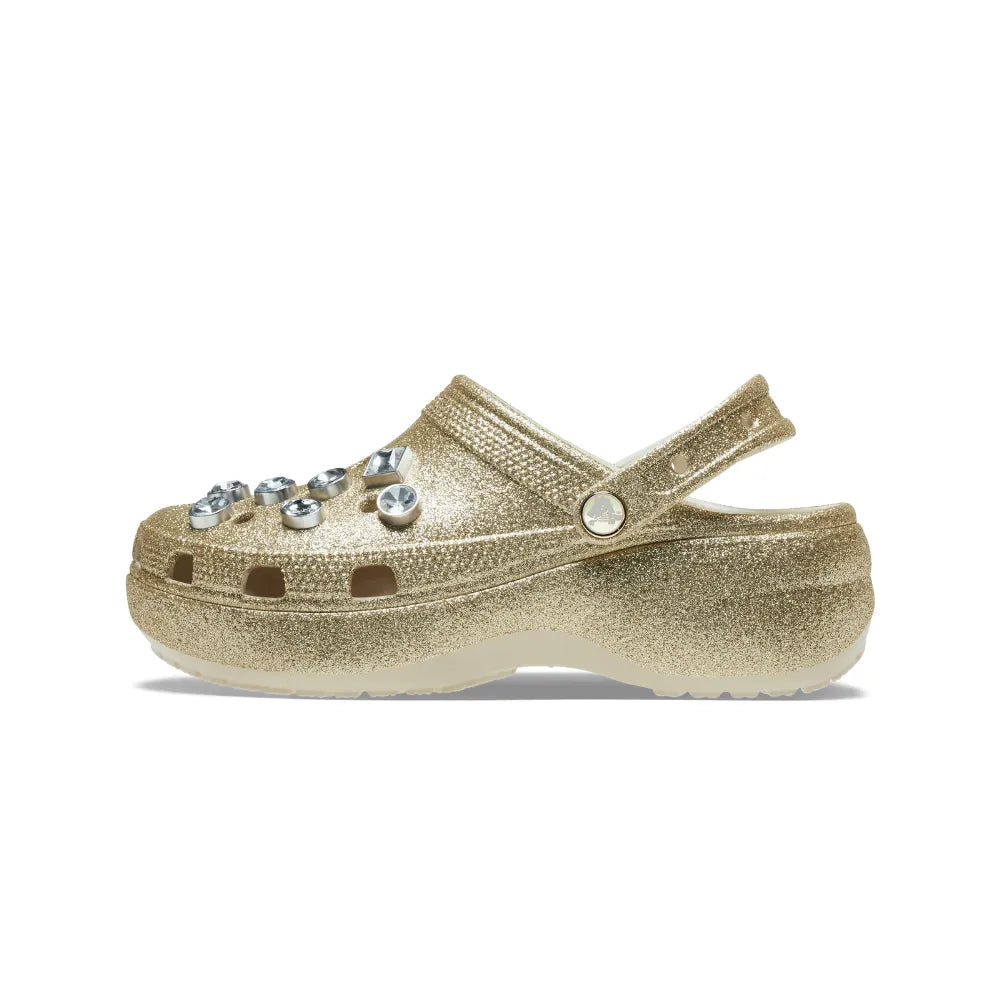 Giày Clog Nữ Crocs Classic Platform Glitter Embellished - Gold