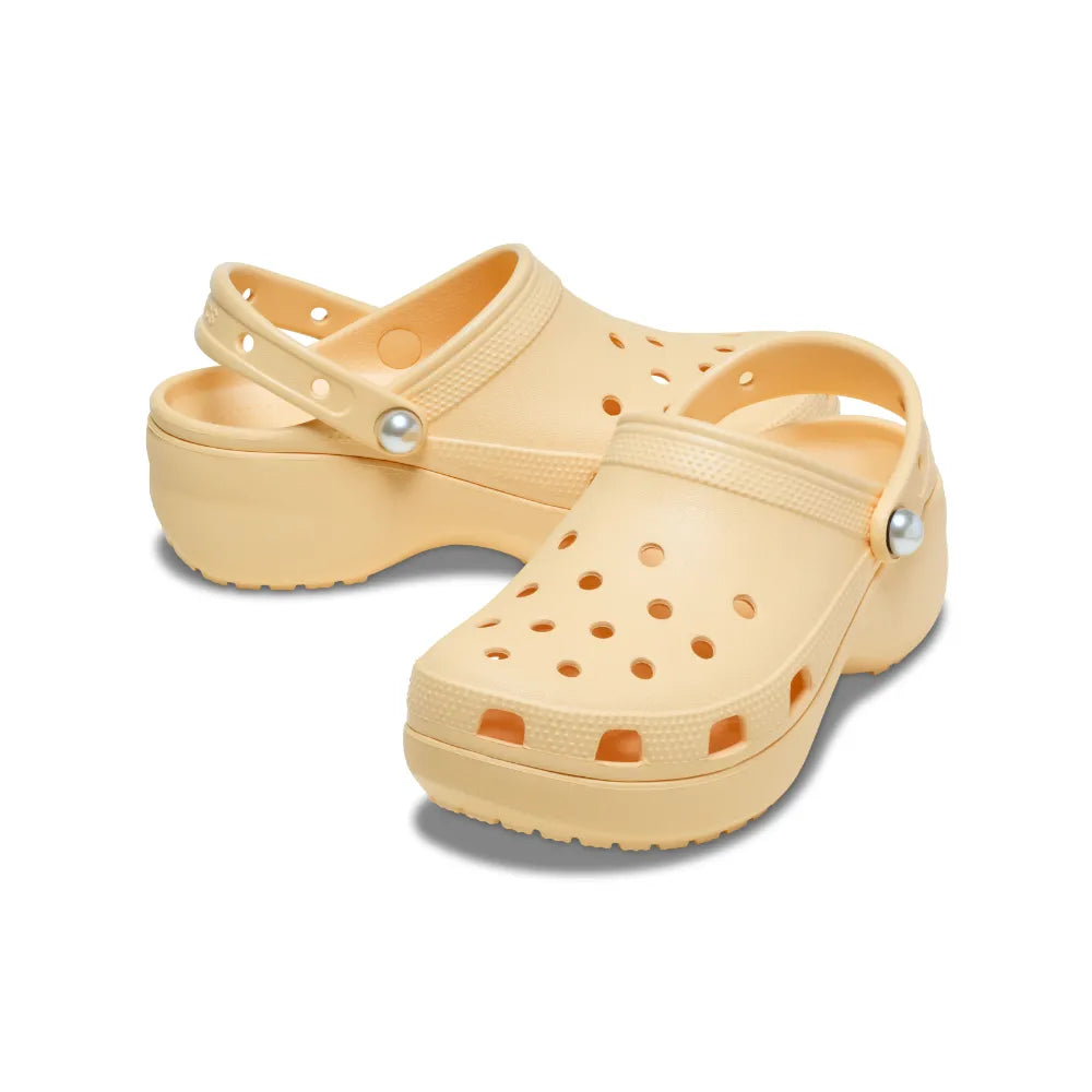 Giày Clog Nữ Crocs Classic Platform Pearl - Golden Hour