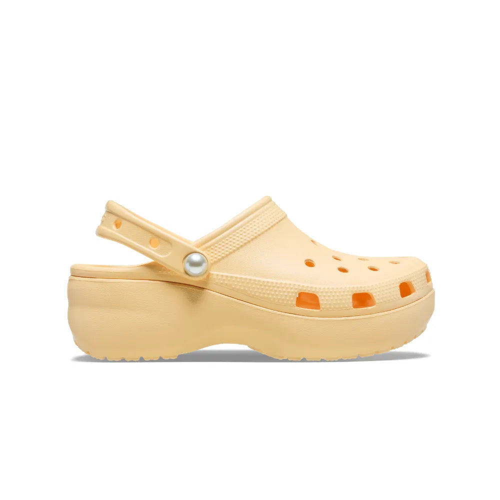 Giày Clog Nữ Crocs Classic Platform Pearl - Golden Hour