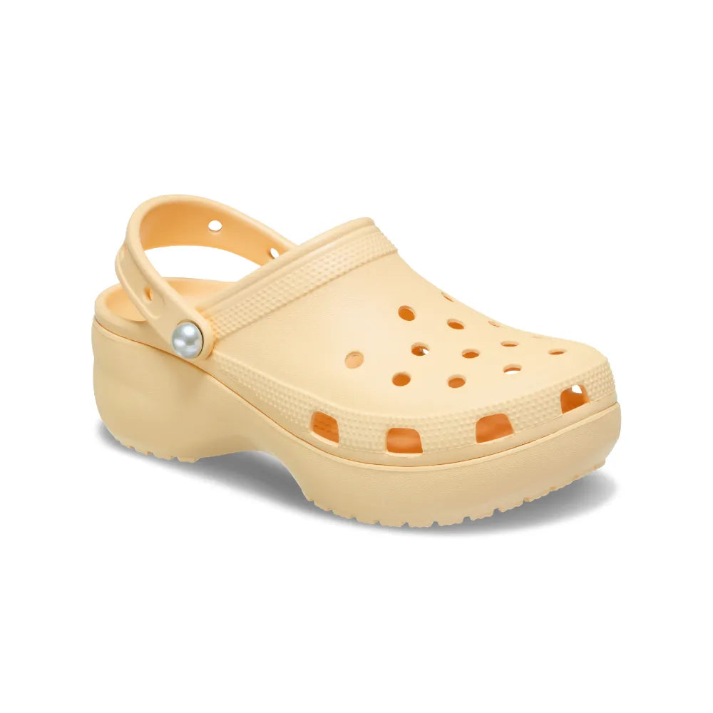 Giày Clog Nữ Crocs Classic Platform Pearl - Golden Hour