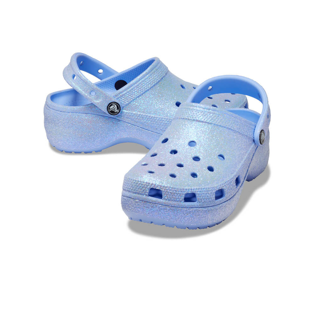 Giày Clog Nữ Crocs Platform Glitter Classic - Moon Jelly