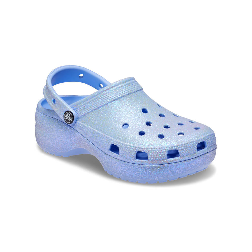 Giày Clog Nữ Crocs Platform Glitter Classic - Moon Jelly