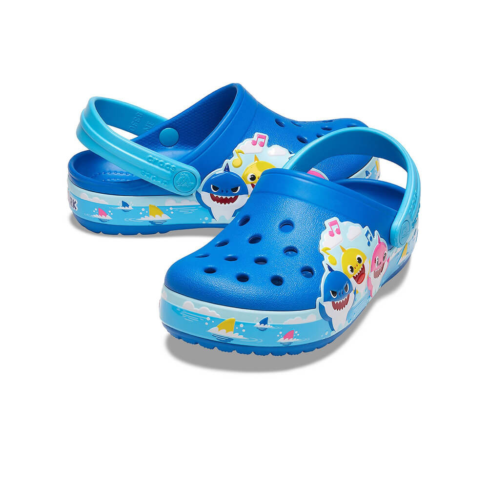 Giày Clog Trẻ Em Crocs Toddler Baby Shark Band Fun Lab - Bright Cobalt