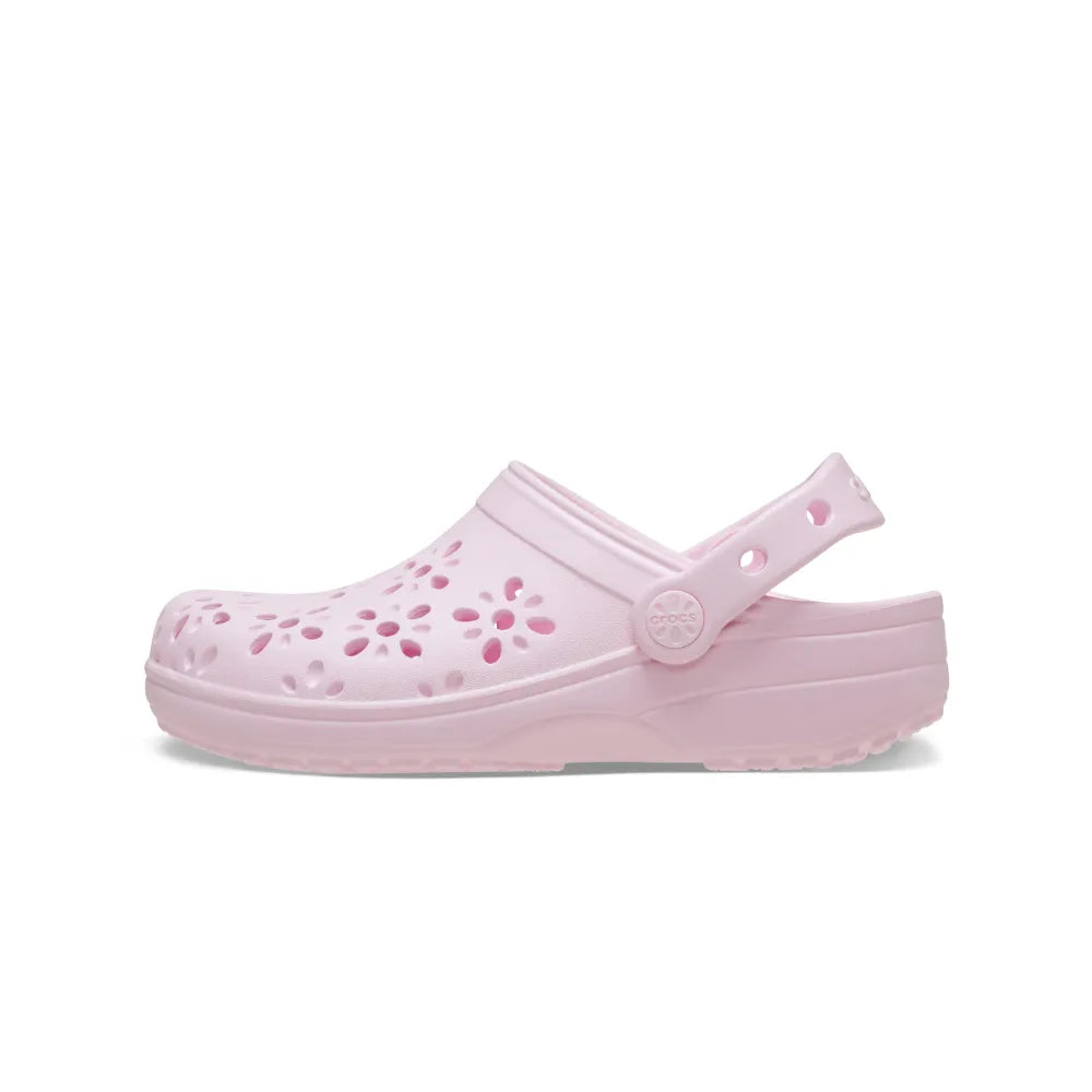 Giày Clog Trẻ Em Crocs Classic Floral Cutout - Pink Milk