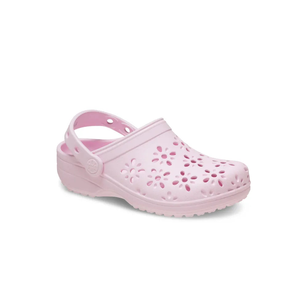 Giày Clog Trẻ Em Crocs Classic Floral Cutout - Pink Milk