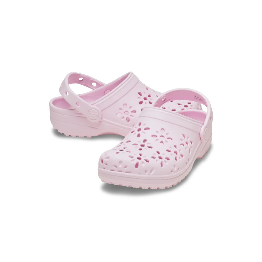 Giày Clog Trẻ Em Crocs Classic Floral Cutout - Pink Milk