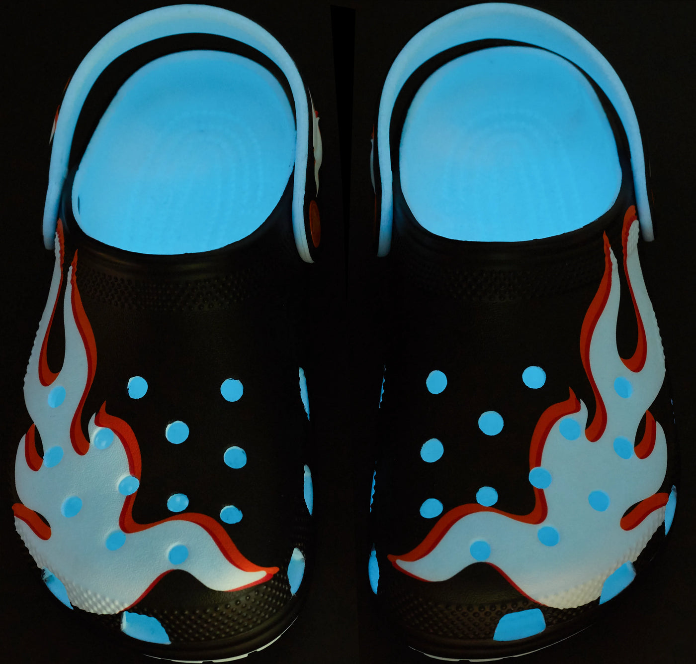 Giày Clog Trẻ Em Crocs Classic Glow Flames - Blue Glow