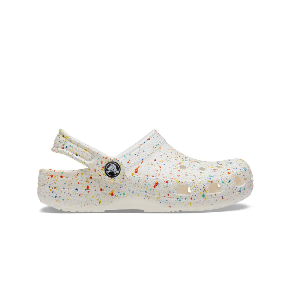 Giày Clog Trẻ Em Crocs Classic Paint Splatter - White