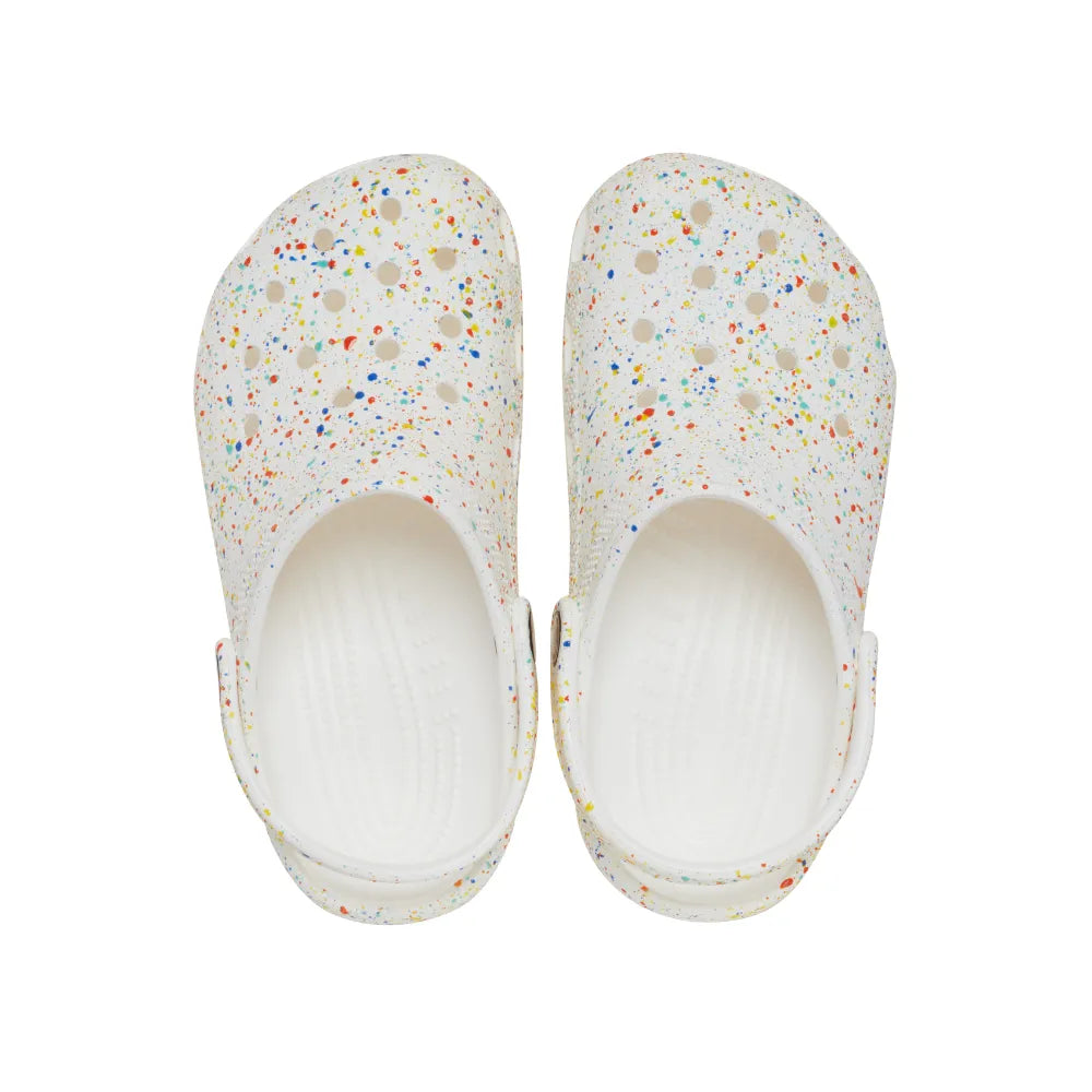 Giày Clog Trẻ Em Crocs Classic Paint Splatter - White