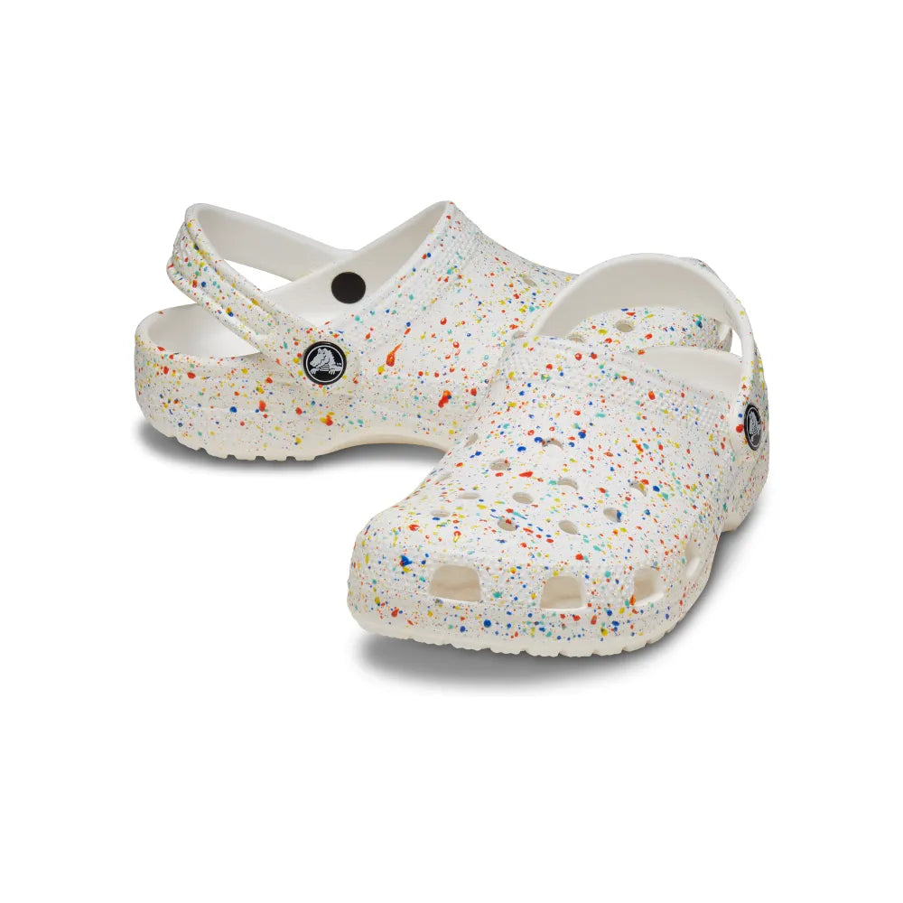 Giày Clog Trẻ Em Crocs Classic Paint Splatter - White