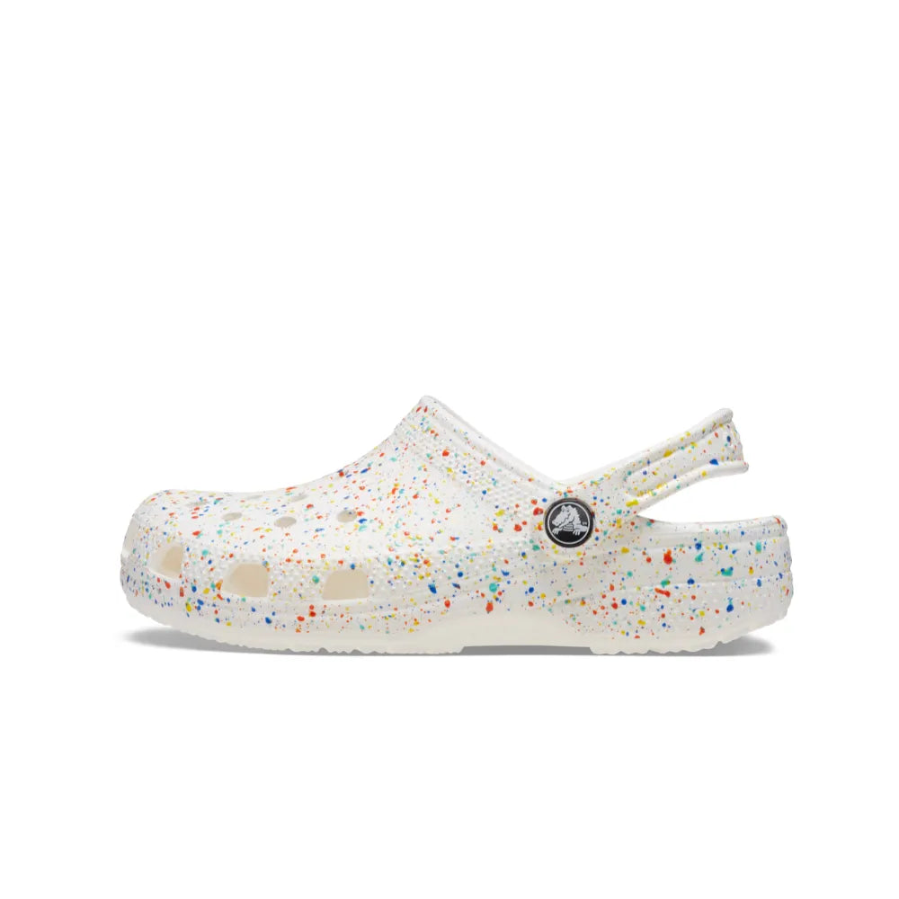 Giày Clog Trẻ Em Crocs Classic Paint Splatter - White