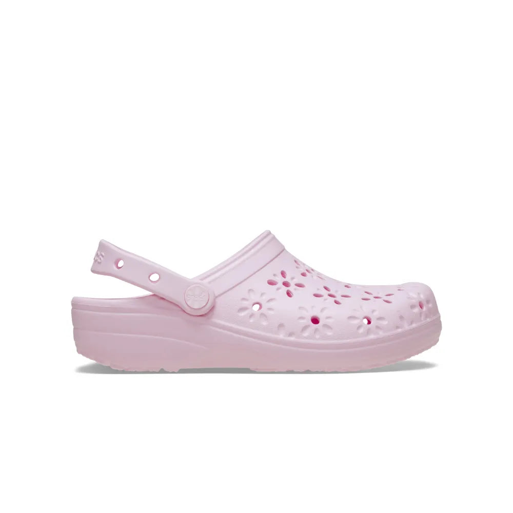 Giày Clog Unisex Crocs Classic Floral Cutout - Pink Milk