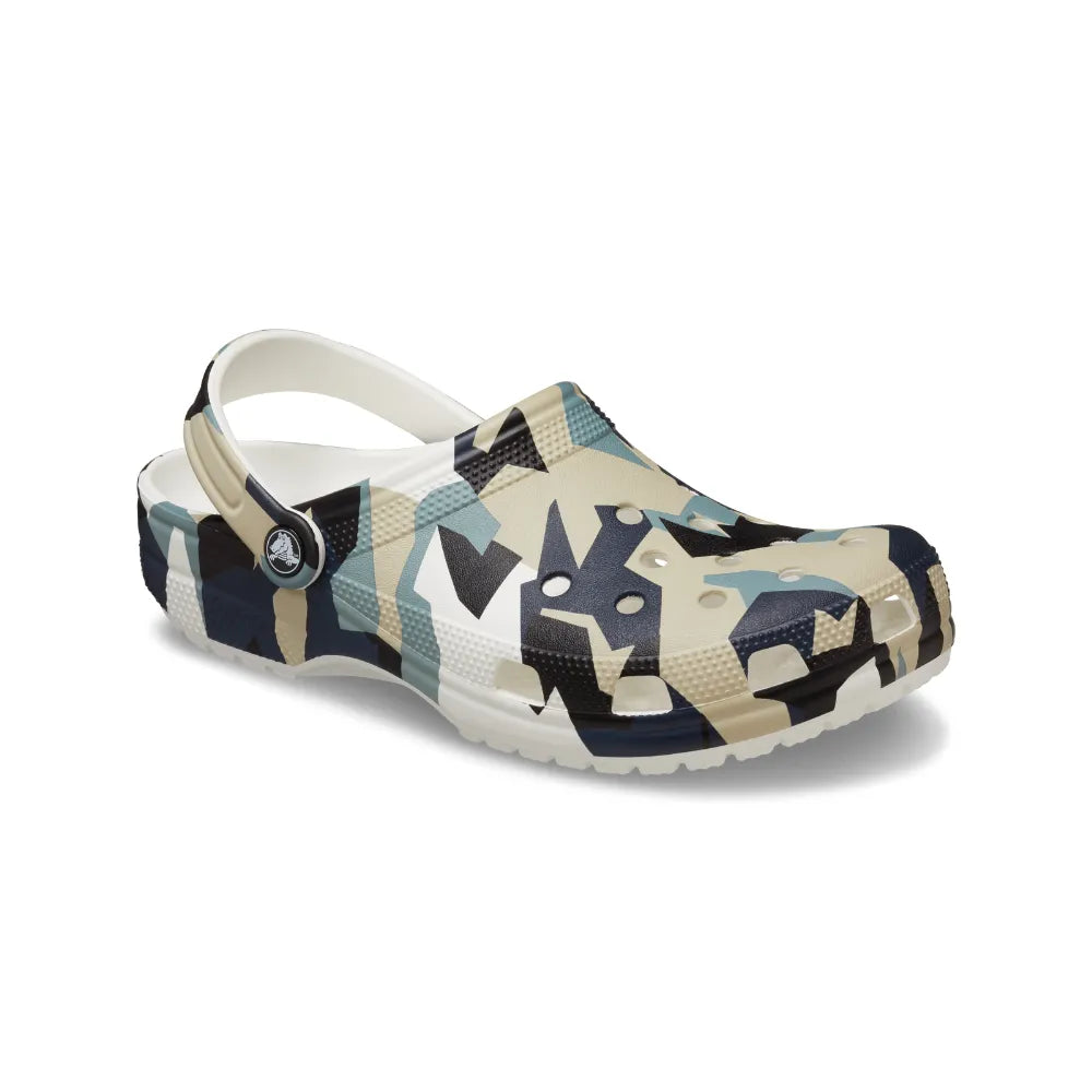 Giày Clog Unisex Crocs Classic Geo Camo - White