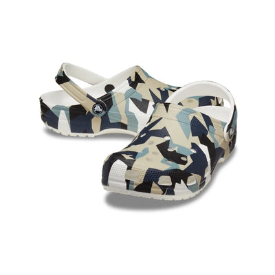 Giày Clog Unisex Crocs Classic Geo Camo - White