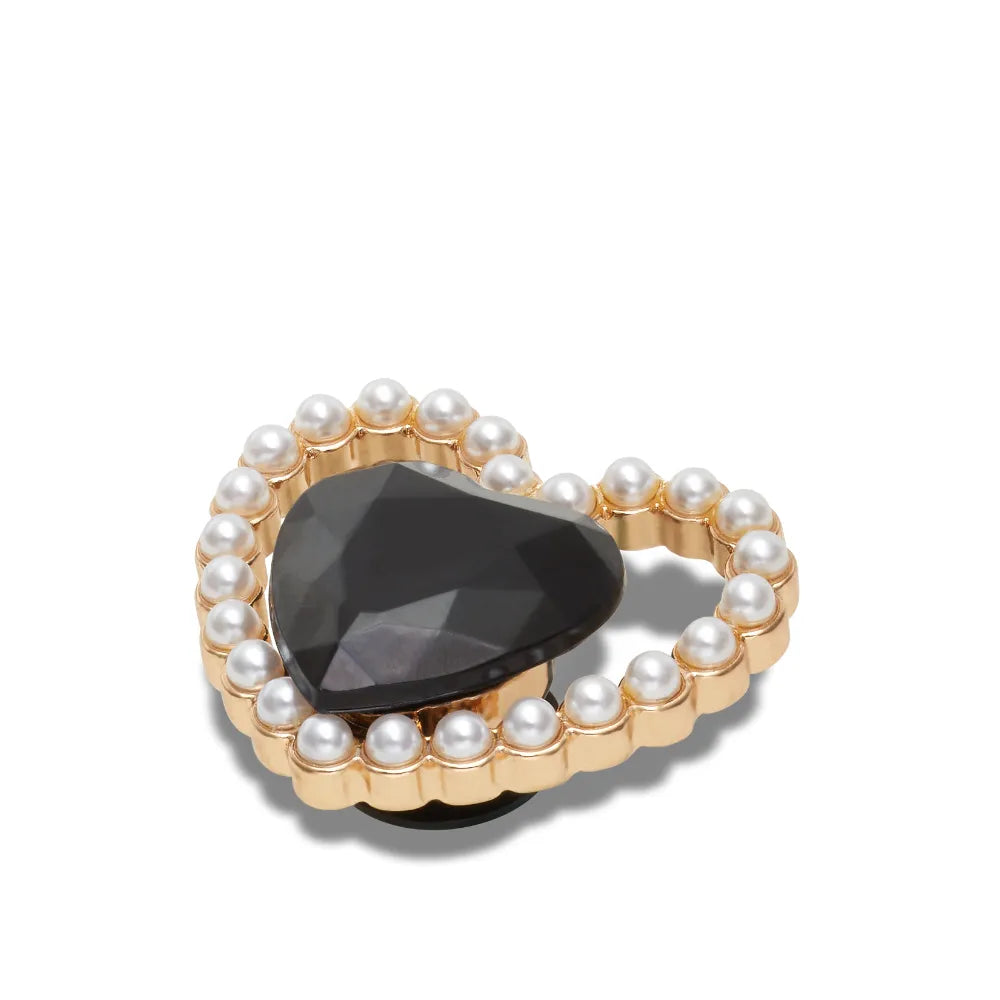 Jibbitz™ Charm Black Gem Pearl Heart