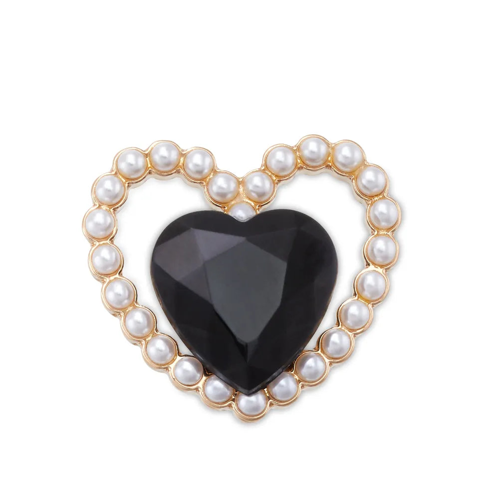 Jibbitz™ Charm Black Gem Pearl Heart