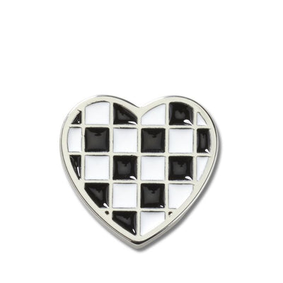 Jibbitz™ Charm Silver Checkerboard Heart