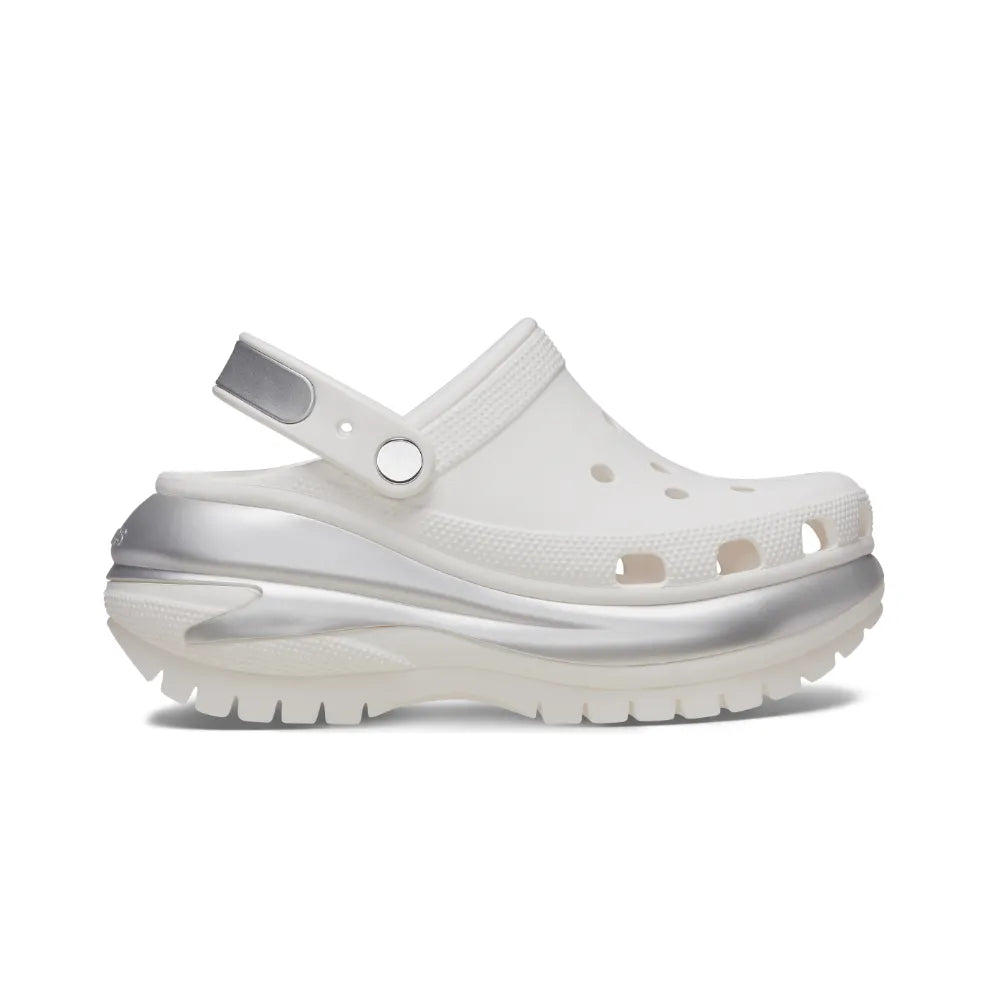 Unisex Crocs Mega Crush Metallic Clog - White