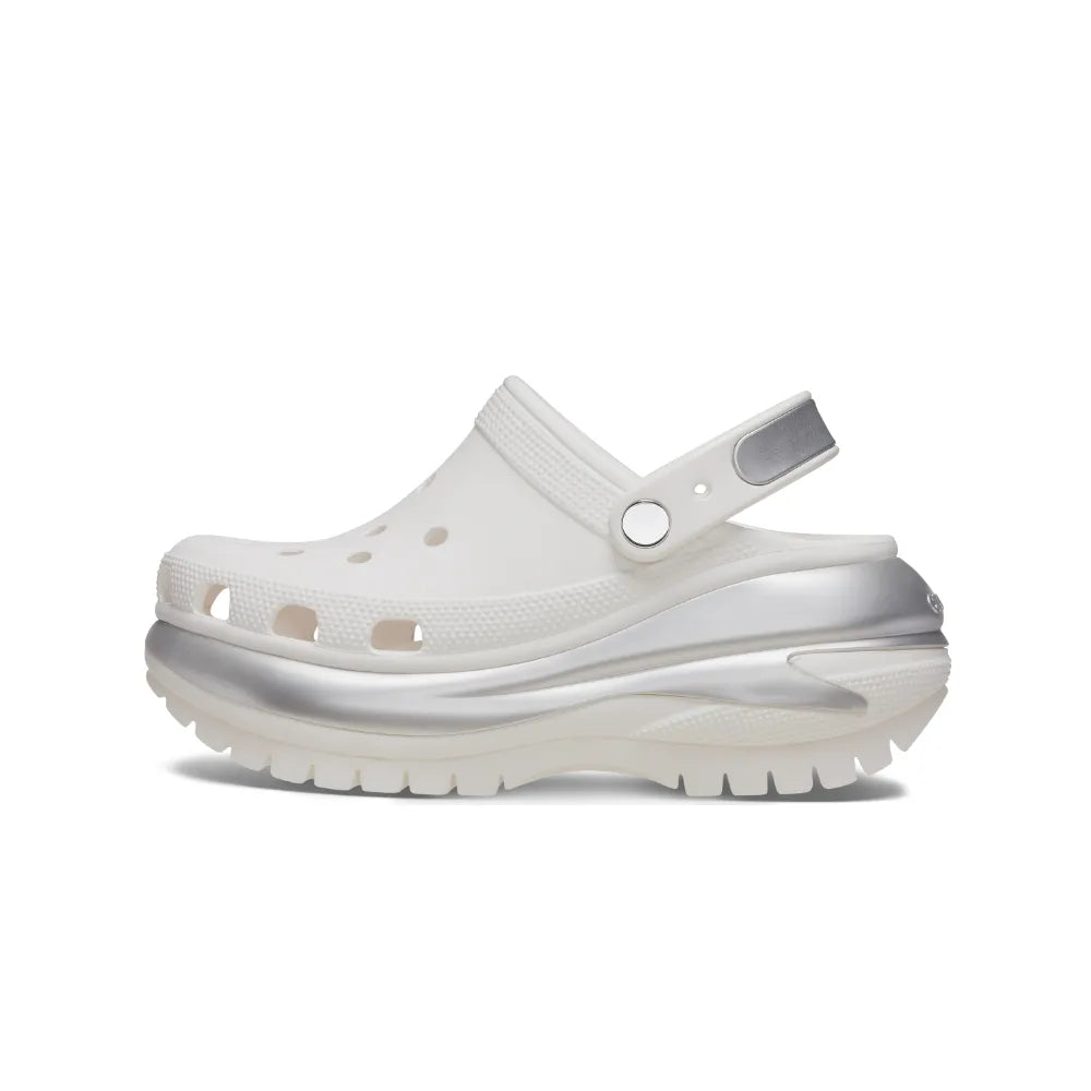 Giày Clog Unisex Crocs Mega Crush Metallic - White