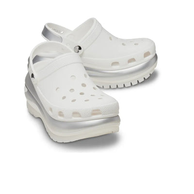 Unisex Crocs Mega Crush Metallic Clog - White