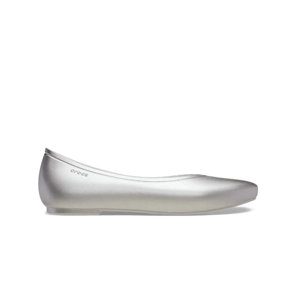 Giày Đế Bệt Nữ Crocs Brooklyn Metallic Pointed - Silver