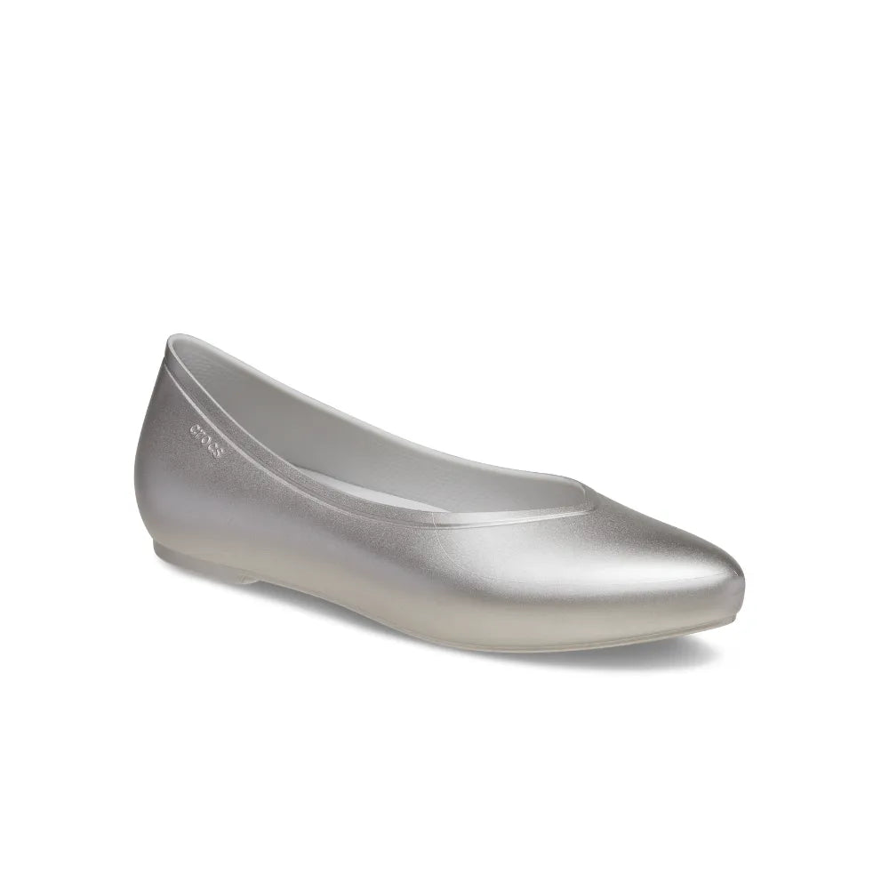 Giày Đế Bệt Nữ Crocs Brooklyn Metallic Pointed - Silver