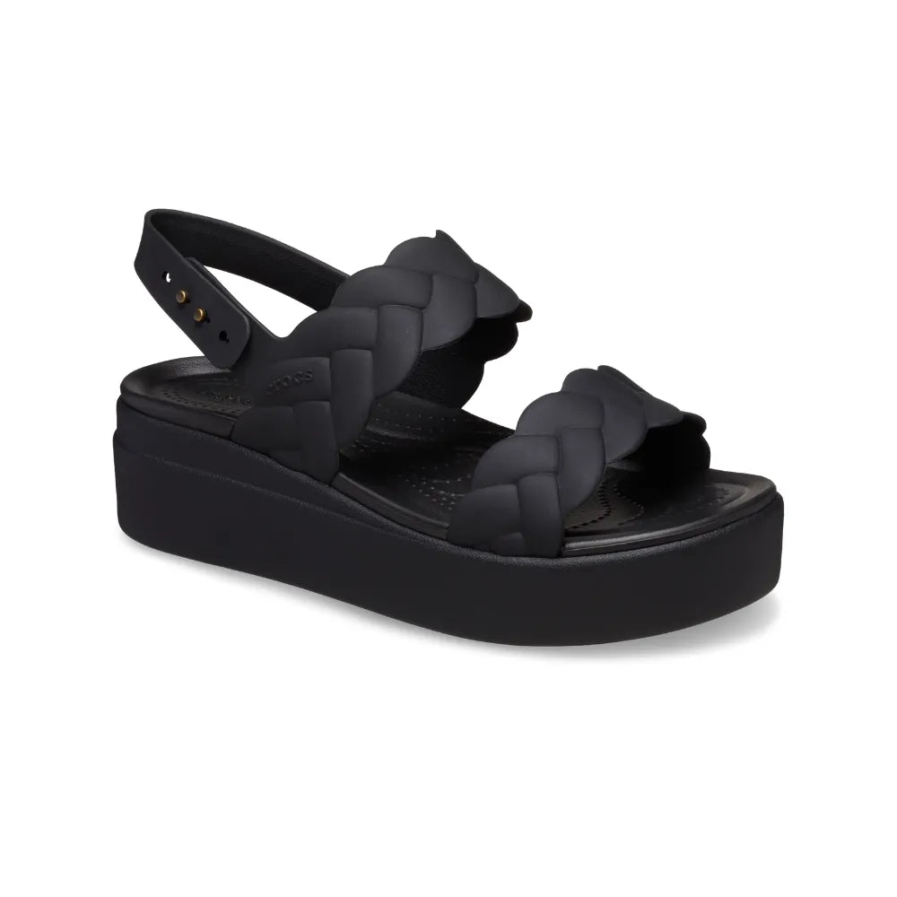 Women's Crocs Brooklyn Upper Low Wedge - Black/Black