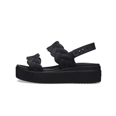 Women's Crocs Brooklyn Upper Low Wedge - Black/Black