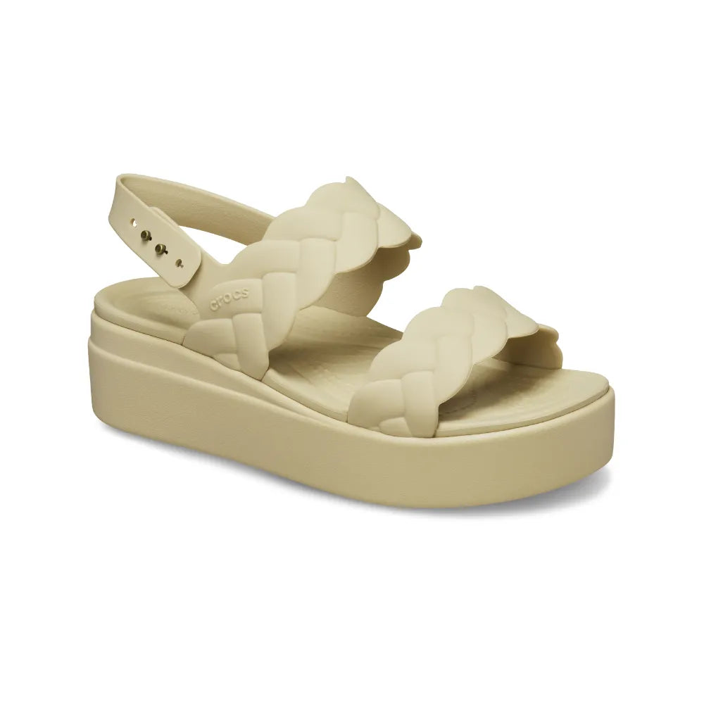 Giày Đế Xuồng Nữ Crocs Brooklyn Upper Low Wedge - Chai