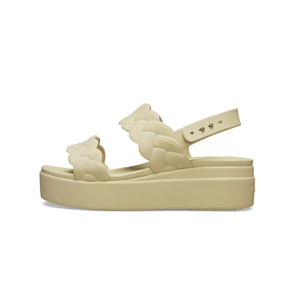 Giày Đế Xuồng Nữ Crocs Brooklyn Upper Low Wedge - Chai