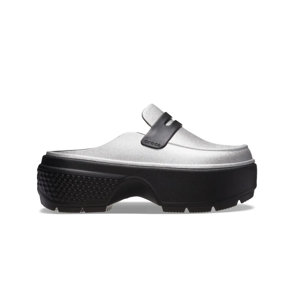 Unisex Crocs Stomp Loafer Metallic Shoe - Silver