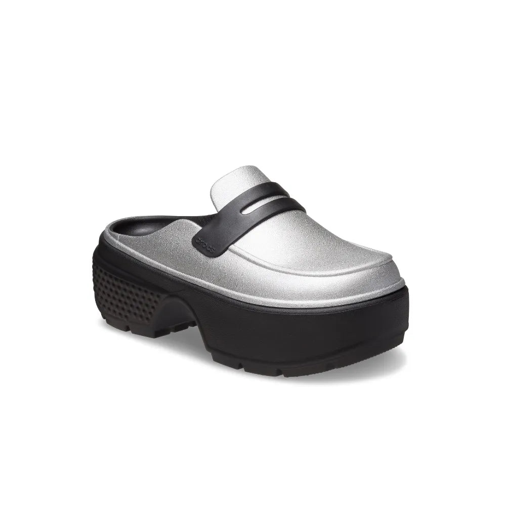 Unisex Crocs Stomp Loafer Metallic Shoe - Silver