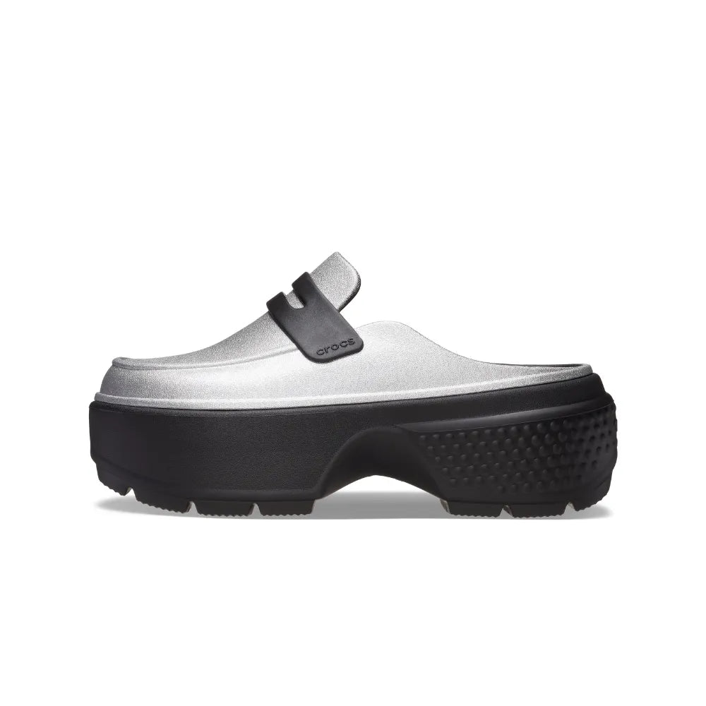 Unisex Crocs Stomp Loafer Metallic Shoe - Silver