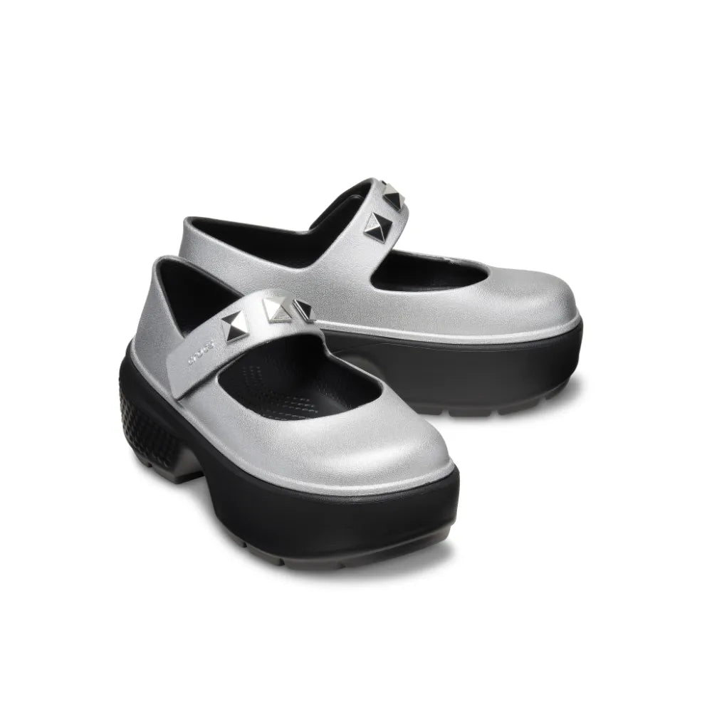 Giày Thời Trang Unisex Crocs Stomp Metallic Mary Jane - Silver