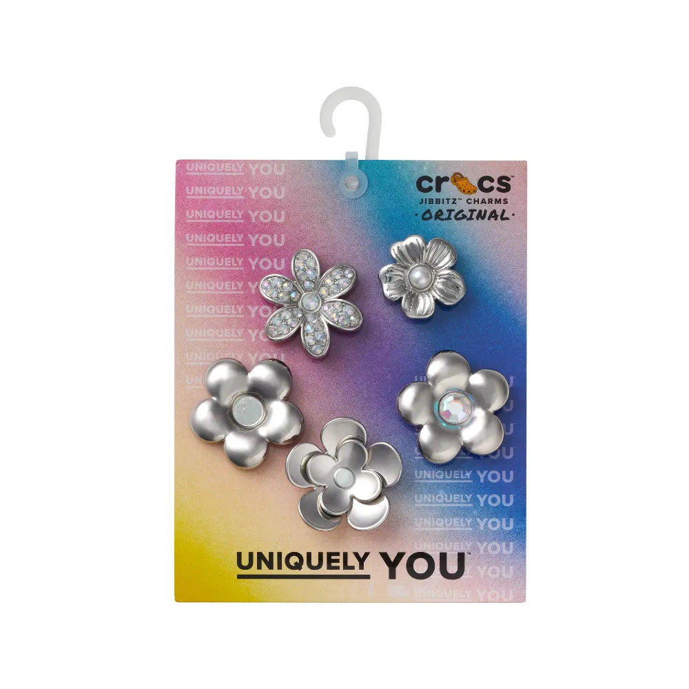 Jibbitz™ Charm Monochrome Silver Flowers 5