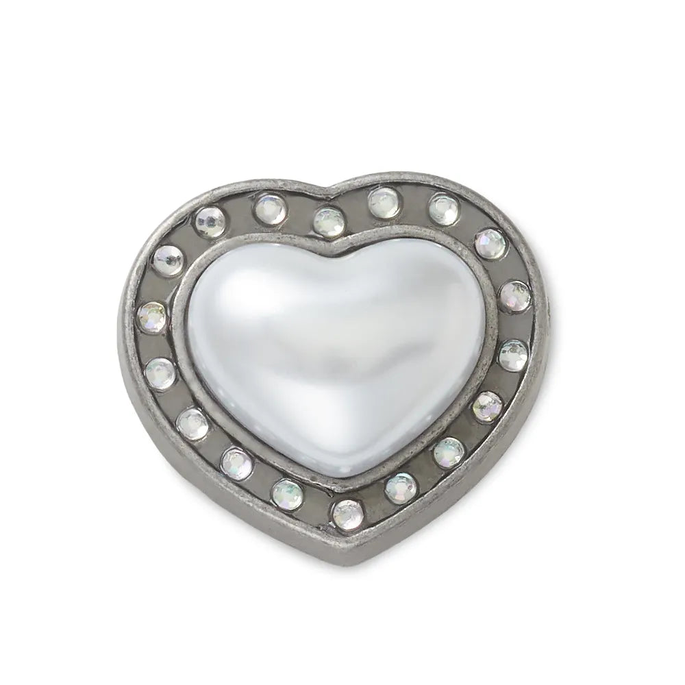 Jibbitz™ Charm Silver Pearl Heart Gem