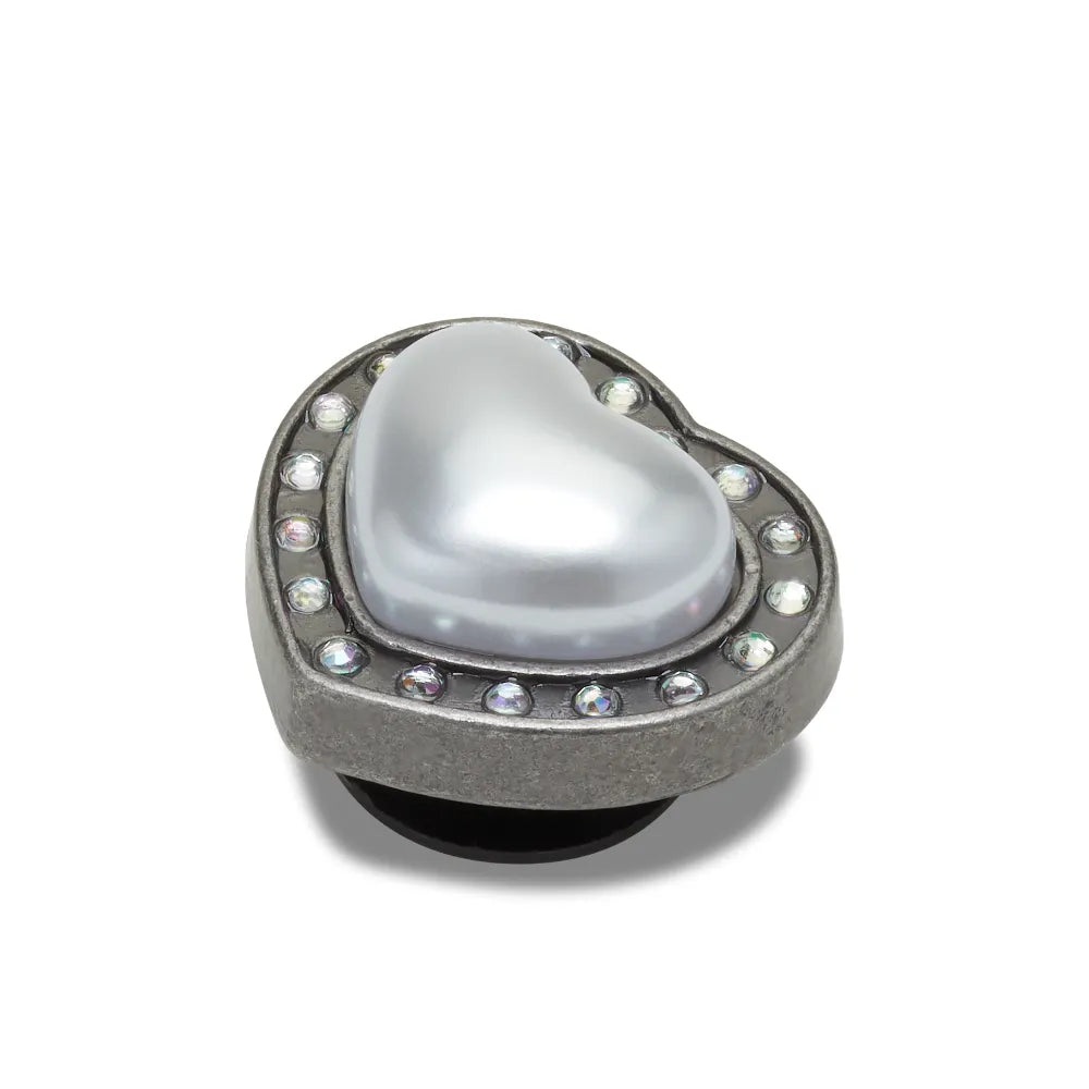 Jibbitz™ Charm Silver Pearl Heart Gem