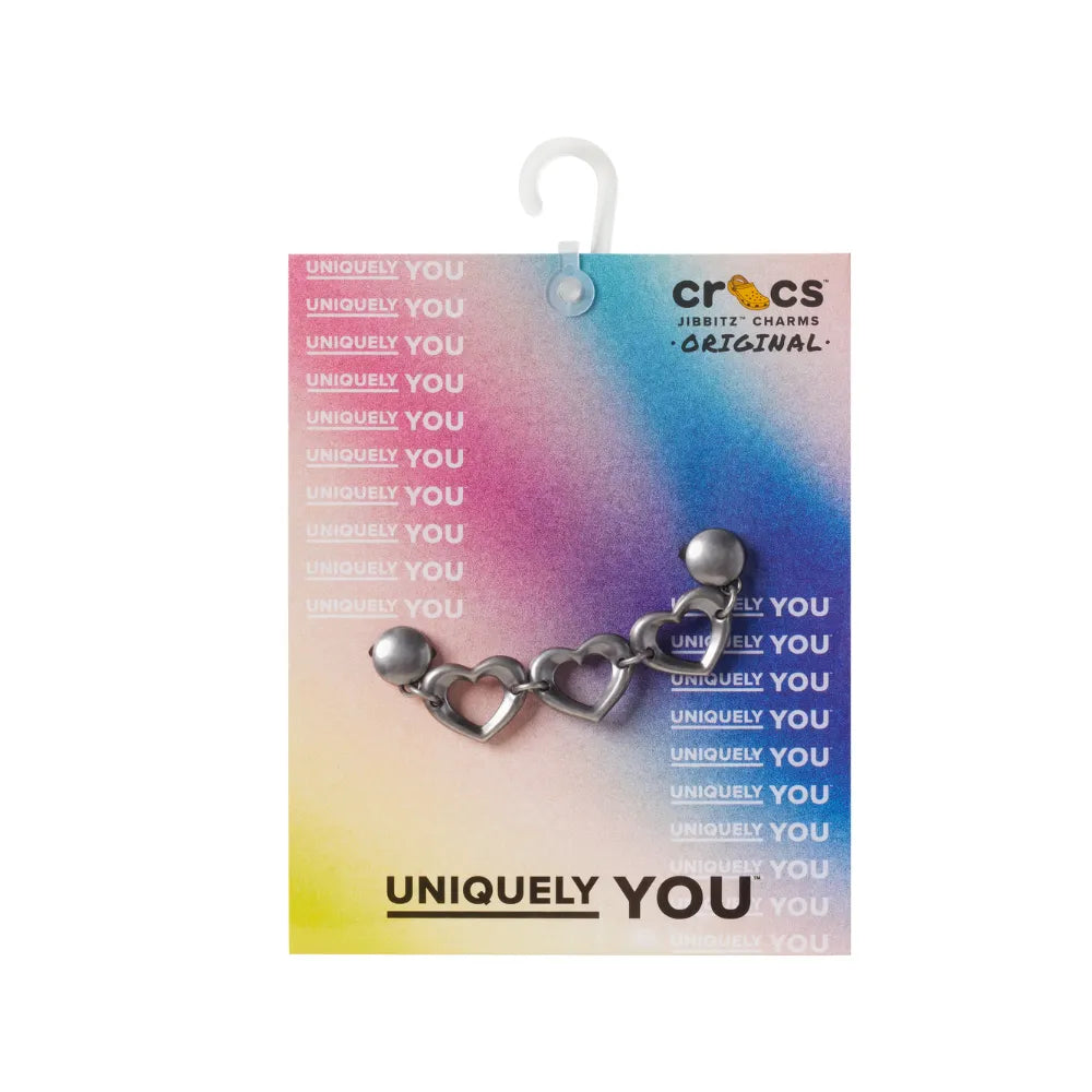 Jibbitz™ Charm Silver Triple Heart Chain